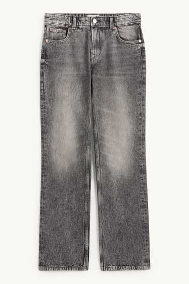 Damen - Straight Jeans - Low Waist - dunkeljeansgrau