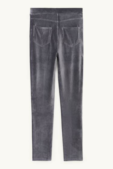 Dames - Legging van corduroy - donkergrijs