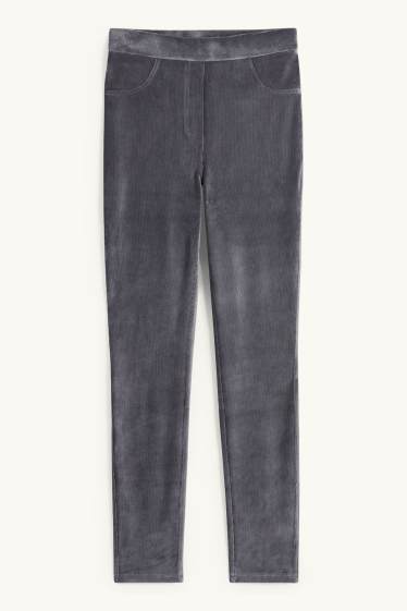 Dames - Legging van corduroy - donkergrijs