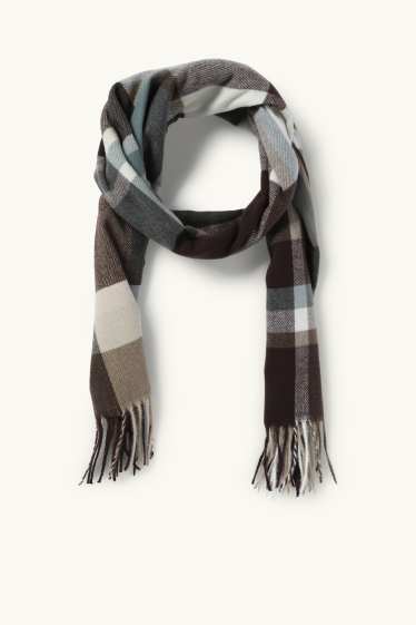 Herren - Schal - kariert - dunkelbraun