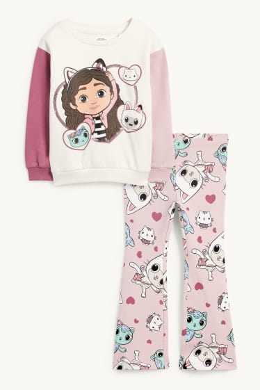 Children Girls - Gabby's Dollhouse - set - sweatshirt and flared leggings - rose