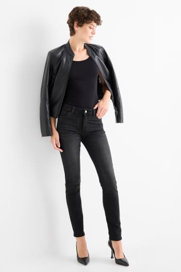 Mujer - Slim jeans - mid waist - jog denim - vaqueros - gris oscuro