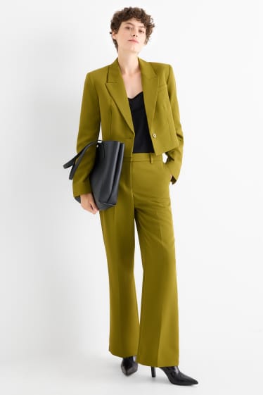 Femmes - Pantalon de bureau - mid waist - wide leg - jaune moutarde