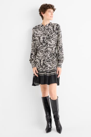 Women - Shirt dress - patterned - black / beige