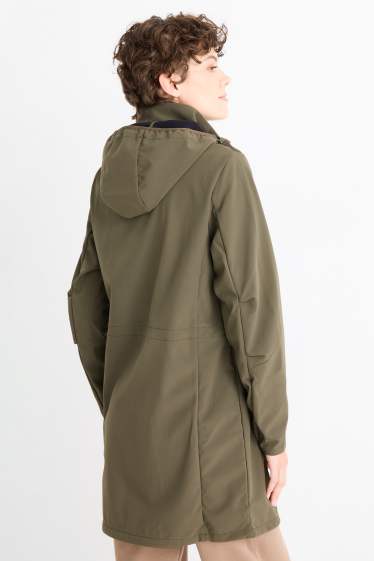 Femmes - Veste à coquille souple avec capuche - finition déperlante - 4 Way Stretch - vert