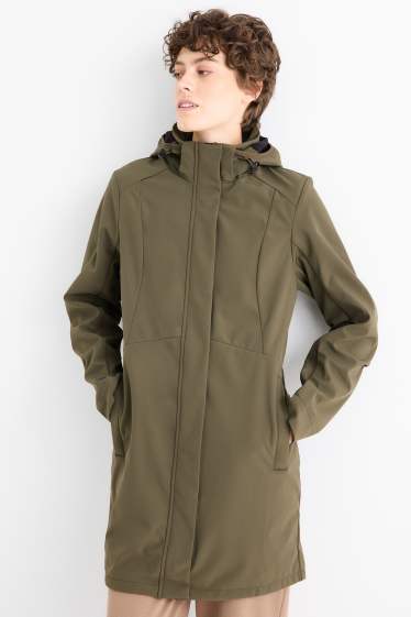 Femmes - Veste à coquille souple avec capuche - finition déperlante - 4 Way Stretch - vert