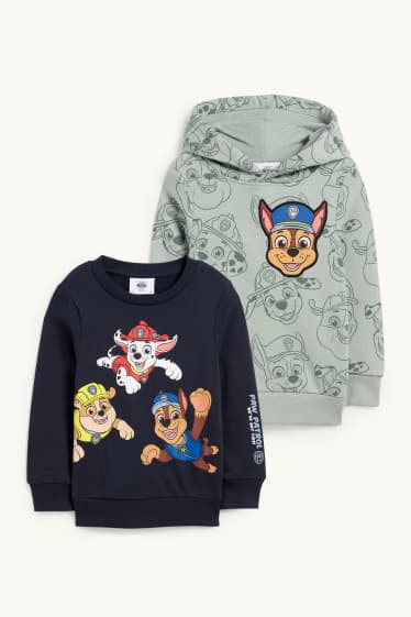 Bambini - Confezione da 2 - PAW Patrol - Chase - felpa con cappuccio e felpa girocollo - verde chiaro