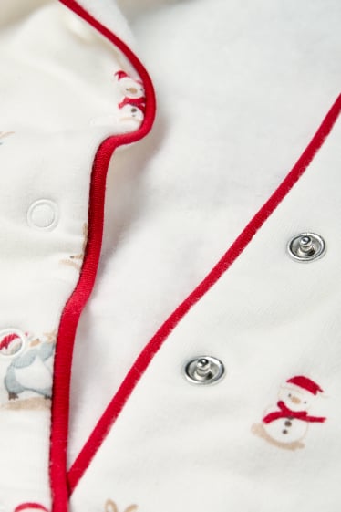 Baby: meisjes - Sneeuwpop en rendier - babypyjama voor de kerst - wit