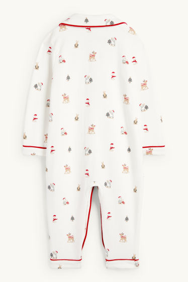 Baby: meisjes - Sneeuwpop en rendier - babypyjama voor de kerst - wit