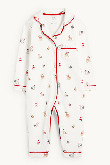 Baby: meisjes - Sneeuwpop en rendier - babypyjama voor de kerst - wit