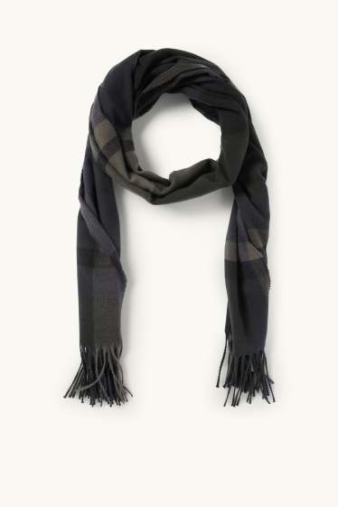 Herren - Schal - kariert - dunkelblau