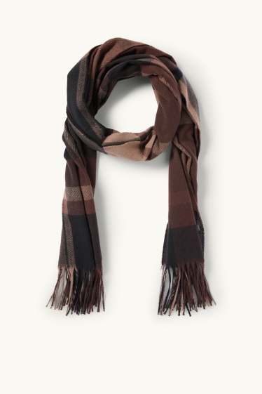 Herren - Schal - kariert - dunkelbraun