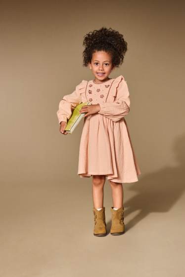 Nena - Flors - vestit de mussolina - rosa