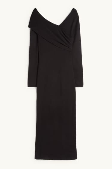 Damen - Strickkleid - Straight Fit - schwarz