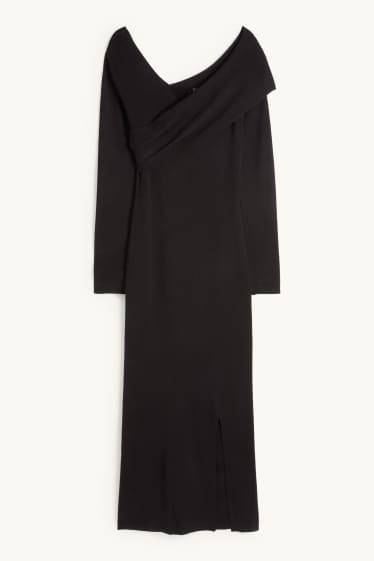 Damen - Strickkleid - Straight Fit - schwarz