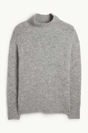 Kobiety - Sweter - jasnoszary-melanż