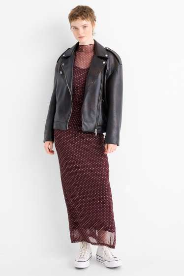 Damen - Mesh-Rock - gepunktet - bordeaux