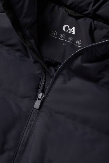 Heren - Gewatteerde jas met capuchon - waterafstotend - donkerblauw