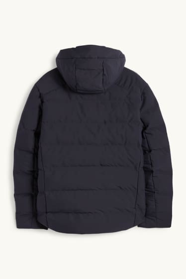 Heren - Gewatteerde jas met capuchon - waterafstotend - donkerblauw