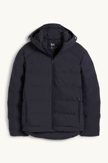 Heren - Gewatteerde jas met capuchon - waterafstotend - donkerblauw