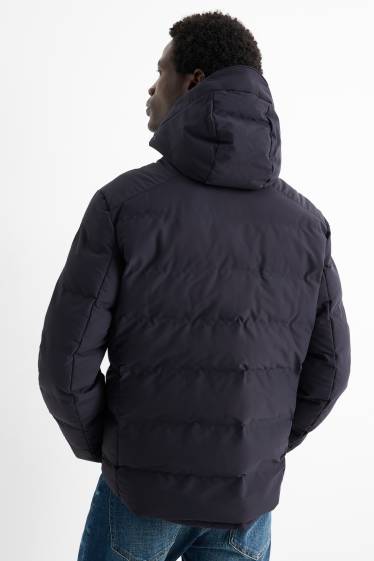 Heren - Gewatteerde jas met capuchon - waterafstotend - donkerblauw