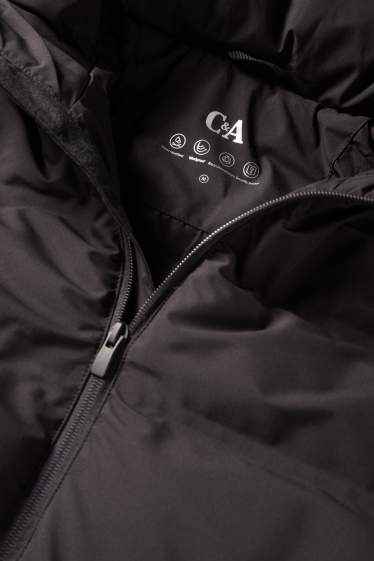 Heren - Gewatteerde jas met capuchon - waterafstotend - zwart