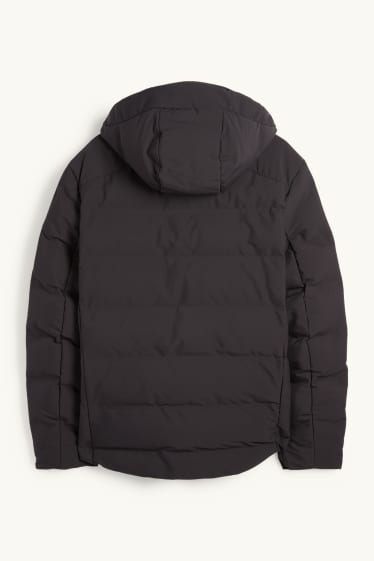 Heren - Gewatteerde jas met capuchon - waterafstotend - zwart