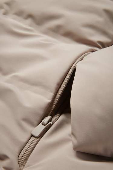 Heren - Gewatteerde jas met capuchon - waterafstotend - beige