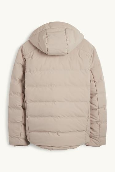 Heren - Gewatteerde jas met capuchon - waterafstotend - beige