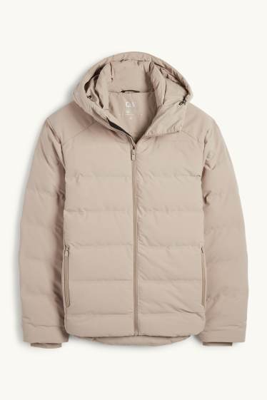 Heren - Gewatteerde jas met capuchon - waterafstotend - beige