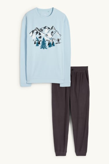 Home - Pijama de teixit polar - turquesa clar