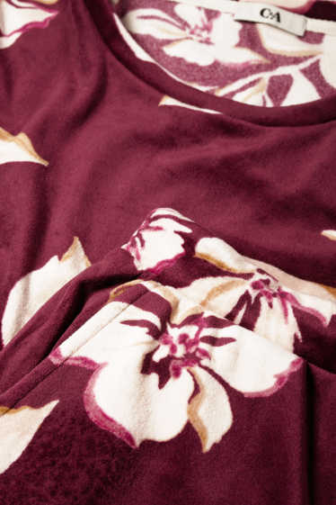 Damen - Winterpyjama - geblümt - lila