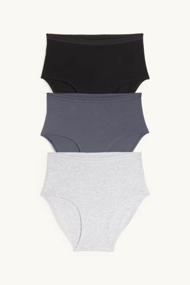 Damen - Multipack 3er - Slip - hellgrau-melange