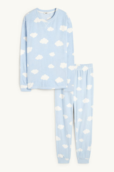 Damen - Fleece-Pyjama - hellblau