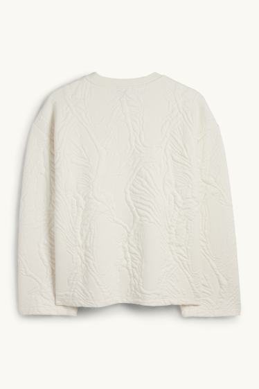 Damen - Sweatshirt - strukturiert - weiß