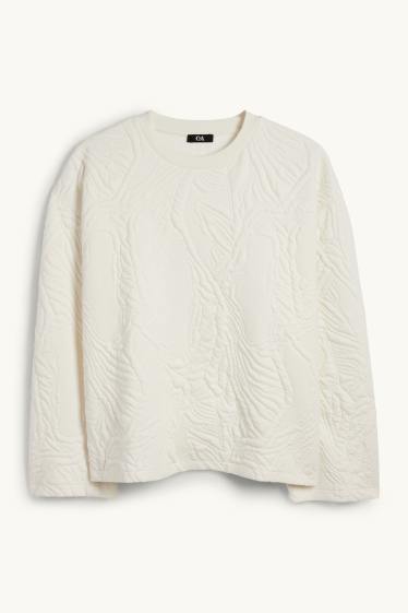 Damen - Sweatshirt - strukturiert - weiß