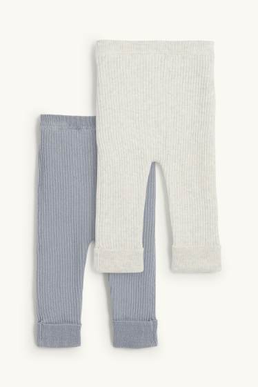 Baby Buben - Multipack 2er - Baby-Strick-Leggings - gerippt - grau