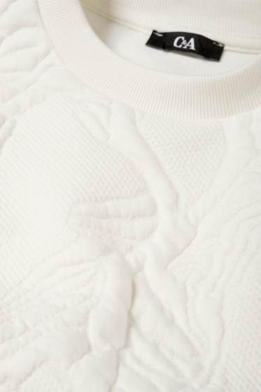 Damen - Sweatshirt - strukturiert - weiß