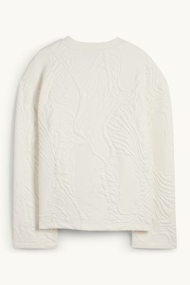 Damen - Sweatshirt - strukturiert - weiß