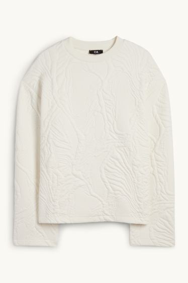 Damen - Sweatshirt - strukturiert - weiß