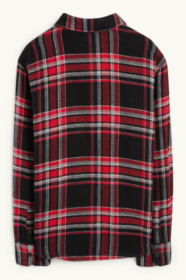 Bambini - Camicia di flanella - a quadretti - rosso / nero