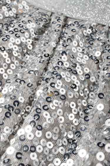 Kinder Mädchen - Pailletten-Rock - silber