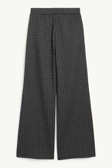 Kinderen: meisjes - Broek van jersey - geruit - zwart / donkergrijs