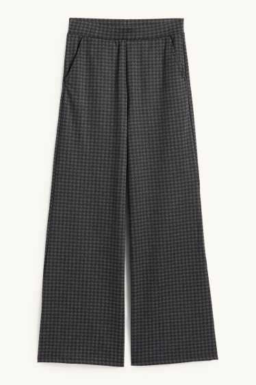 Kinderen: meisjes - Broek van jersey - geruit - zwart / donkergrijs