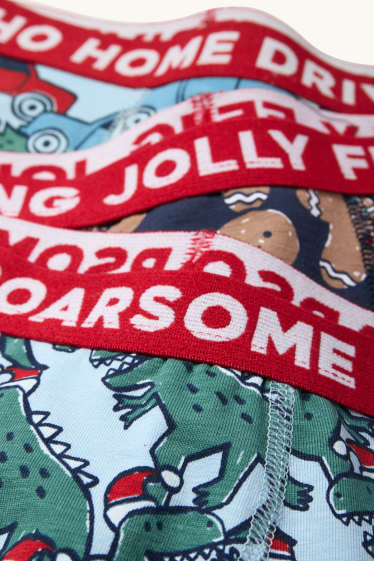 Kinder Jungen - Multipack 3er - Dino - Weihnachts-Boxershorts - hellblau