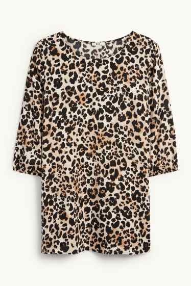 Women - Blouse - leopard print - black / beige