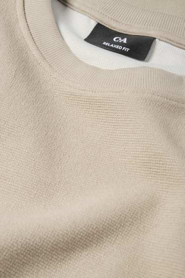 Bărbați - Bluză de molton - structurată - taupe