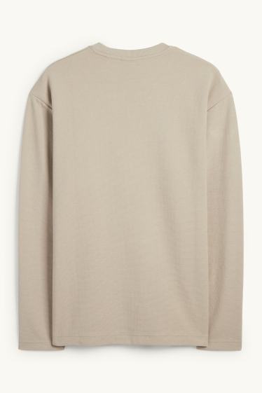 Bărbați - Bluză de molton - structurată - taupe