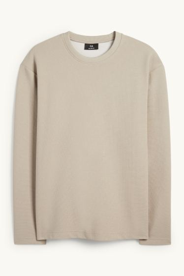Bărbați - Bluză de molton - structurată - taupe