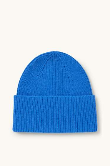 Femmes - Bonnet - finition côtelée - bleu
